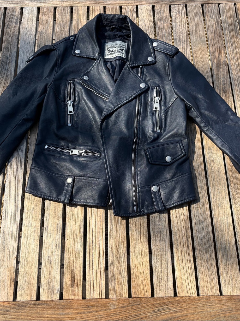 Levi's Black Leather Bomber-Style Moto Jacket